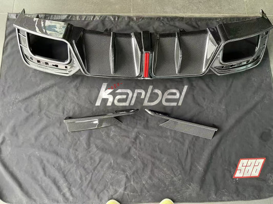 Audi S4 B9.5 2020 2021 2022 2023 2024 with Aftermarket Parts - V3 Rear Diffuser & Canards Pre-preg Carbon Fiber from Karbel Carbon