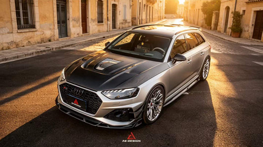 Audi RS5 B9.5 2020 2021 2022 2023 2024 2025 with Aftermarket Parts - ART V2 Style Side Skirts Dry Pre-preg Carbon Fiber from ArmorExtend
