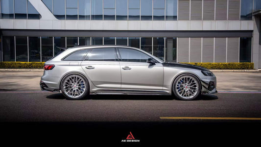 Audi RS5 B9.5 2020 2021 2022 2023 2024 2025 with Aftermarket Parts - ART V2 Style Side Skirts Dry Pre-preg Carbon Fiber from ArmorExtend