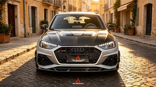 Audi RS5 S5 A5 B9 B9.5 2017 2018 2019 2020 2021 2022 2023 2024 2025 with Aftermarket Parts - ART Vented Transparent Glass V2 Style Hood Bonnet Dry Pre-preg Carbon Fiber from ArmorExtend