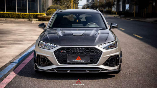 Audi RS5 S5 A5 B9 B9.5 2017 2018 2019 2020 2021 2022 2023 2024 2025 with Aftermarket Parts - ART Vented Transparent Glass V2 Style Hood Bonnet Dry Pre-preg Carbon Fiber from ArmorExtend