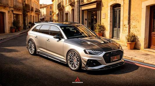 Audi RS5 S5 A5 B9 B9.5 2017 2018 2019 2020 2021 2022 2023 2024 2025 with Aftermarket Parts - ART Vented Transparent Glass V2 Style Hood Bonnet Dry Pre-preg Carbon Fiber from ArmorExtend