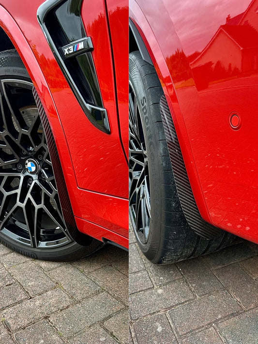 BMW X3 M40i xDrive30e s/xDrive30i G01 (with M-package bumper, does not fits base model) & X3M X3MC F97 (Fits Both Pre-LCI & LCI) 2019 2020 2021 2022 2023 2024 with Aftermarket Parts - Front & Rear Arch Guards Dry Pre-preg Carbon Fiber / ABS from Automotive Passion