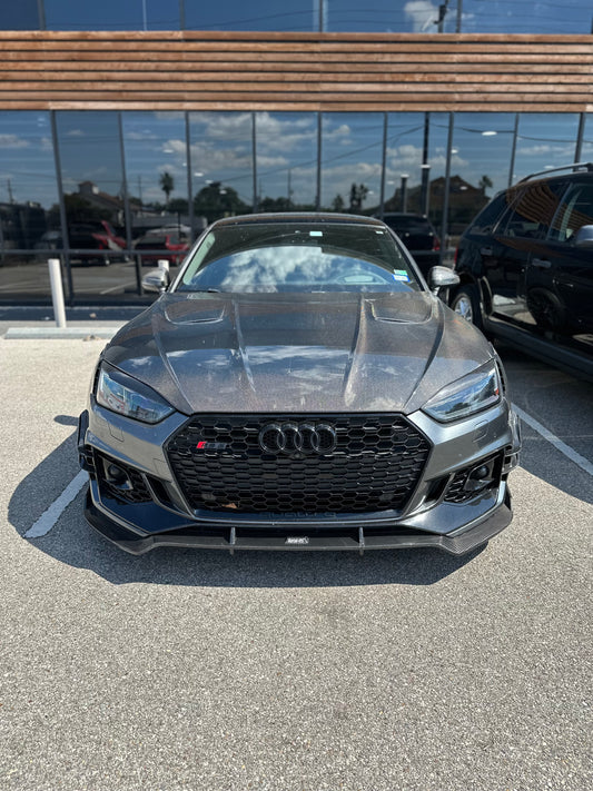 Audi RS5 B9 2018 2019 2020 with Aftermarket Parts - Front Canards Pre-preg Carbon Fiber from Karbel Carbon