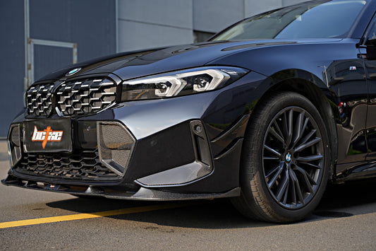 BMW 3 Series 330i (with M-package bumper, does not fit base model) M340i G20 G21 LCI 2023 2024 with Aftermarket Parts - V1 Style Front Lip Carbon Fiber from BCTXE Tuning