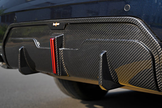 BMW 3 Series 330i (with M-package bumper, does not fit base model) M340i G20 G21 LCI 2023 2024 with Aftermarket Parts - Rear Diffuser Pre-preg Carbon Fiber from BCTXE Tuning