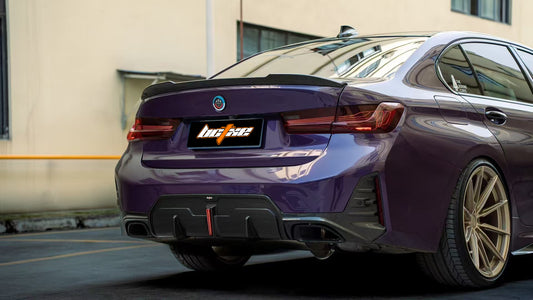 BMW 3 Series 330i (with M-package bumper, does not fit base model) M340i G20 G21 LCI 2023 2024 with Aftermarket Parts - Rear Diffuser Pre-preg Carbon Fiber from BCTXE Tuning