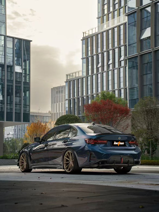 BMW 3 Series 330i (with M-package bumper, does not fit base model) M340i G20 G21 LCI 2023 2024 with Aftermarket Parts - Rear Diffuser Pre-preg Carbon Fiber from BCTXE Tuning