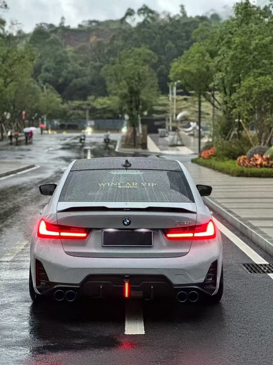 BMW 3 Series 330i (with M-package bumper, does not fit base model) M340i G20 G21 LCI 2023 2024 with Aftermarket Parts - Rear Diffuser Pre-preg Carbon Fiber from BCTXE Tuning