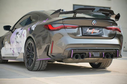 BMW M4 G82 G83 2021 2022 2023 2024 with Aftermarket Parts - V2 Style Rear Diffuser & Canards Pre-preg Carbon Fiber from BCTXE Tuning