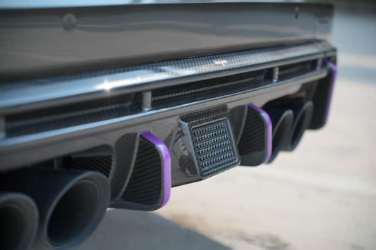 BMW M4 G82 G83 2021 2022 2023 2024 with Aftermarket Parts - V2 Style Rear Diffuser & Canards Pre-preg Carbon Fiber from BCTXE Tuning
