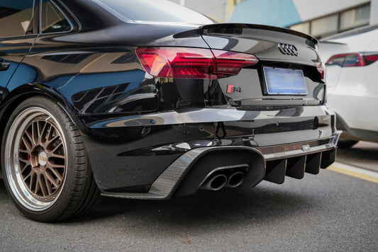 Audi S4 / A4 (With S-line Bumper) B9.5 2020-ON with Aftermarket Parts - With & Without Light Rear Diffuser Pre-preg Carbon Fiber from BCTXE Tuning