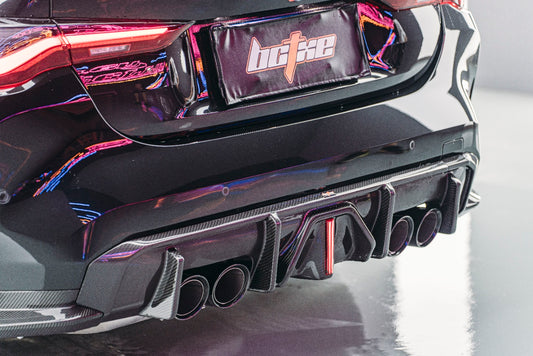 BMW M4 G82 G83 2021 2022 2023 2024 with Aftermarket Parts - V3 Rear Diffuser & Canards Pre-preg Carbon Fiber from BCTXE Tuning