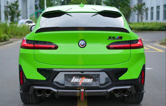 BMW X4M X4MC F98 LCI 2022 2023 2024 with Aftermarket Parts - Rear Diffuser & Canards Carbon Fiber from BCTXE Tuning