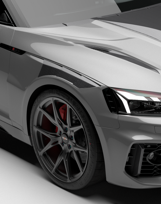 Audi RS4 B9 B9.5 2018-ON with Aftermarket Parts - Front Fenders Dry Pre-preg Carbon Fiber from BCTXE Tuning