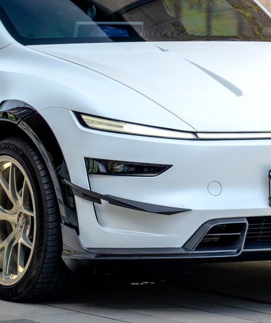 Tesla Model Y Juniper 2026-ON with Aftermarket Parts - Front Lip Dry Pre-preg Carbon Fiber from BCTXE Tuning