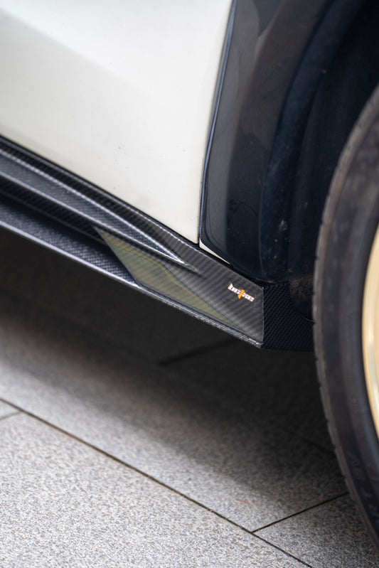 Tesla Model Y Juniper 2026-ON with Aftermarket Parts - Side Skirts Dry Pre-preg Carbon Fiber from BCTXE Tuning