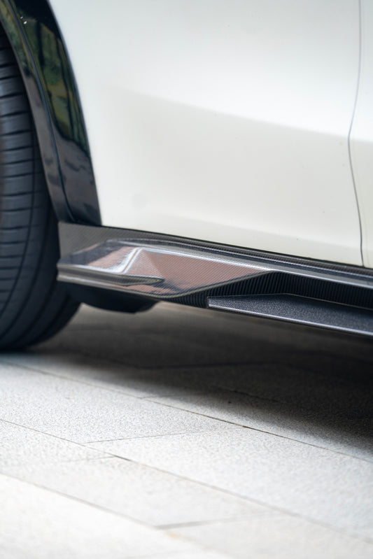 Tesla Model Y Juniper 2026-ON with Aftermarket Parts - Side Skirts Dry Pre-preg Carbon Fiber from BCTXE Tuning