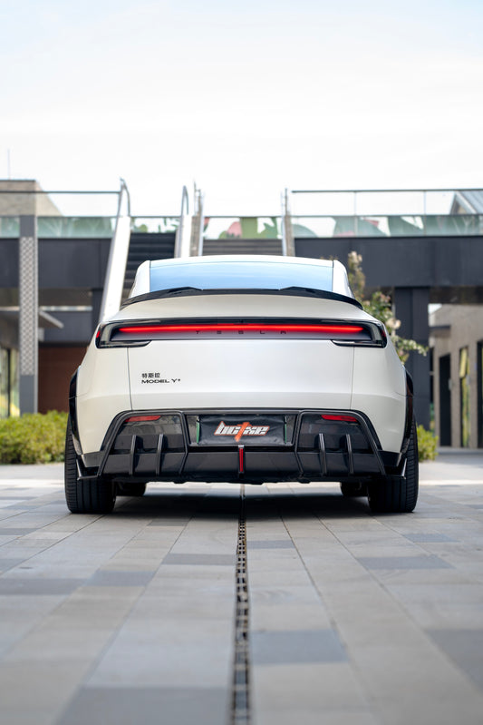Tesla Model Y Juniper 2026-ON with Aftermarket Parts - Rear Diffuser Dry Pre-preg Carbon Fiber from BCTXE Tuning