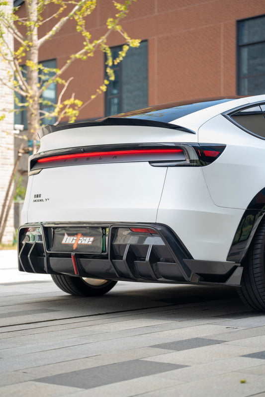Tesla Model Y Juniper 2026-ON with Aftermarket Parts - Rear Canards Dry Pre-preg Carbon Fiber from BCTXE Tuning