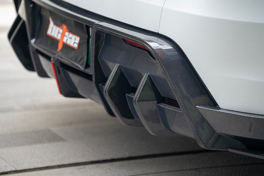 Tesla Model Y Juniper 2026-ON with Aftermarket Parts - Rear Diffuser Dry Pre-preg Carbon Fiber from BCTXE Tuning