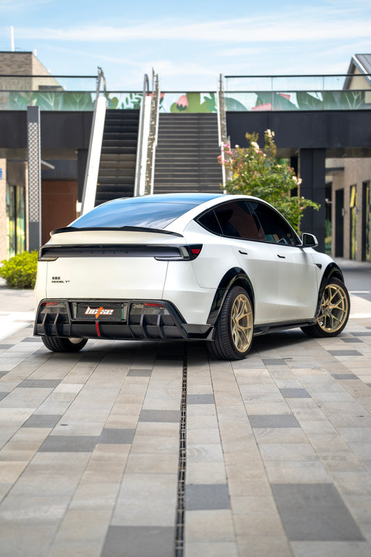 Tesla Model Y Juniper 2026-ON with Aftermarket Parts - Rear Diffuser Dry Pre-preg Carbon Fiber from BCTXE Tuning