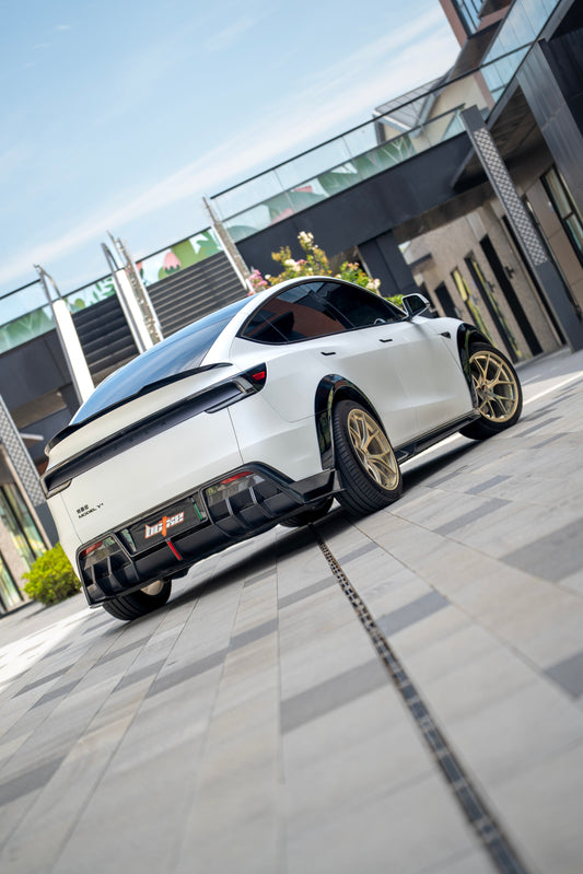 Tesla Model Y Juniper 2026-ON with Aftermarket Parts - Rear Diffuser Dry Pre-preg Carbon Fiber from BCTXE Tuning