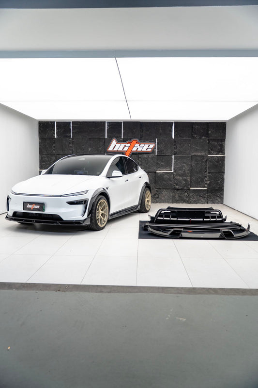 Tesla Model Y Juniper 2026-ON with Aftermarket Parts - Side Skirts Dry Pre-preg Carbon Fiber from BCTXE Tuning