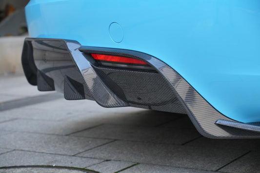 Tesla Model 3 Highland / Performance 2024-ON with Aftermarket Parts - Rear Diffuser & Canards Carbon Fiber from BCTXE Tuning