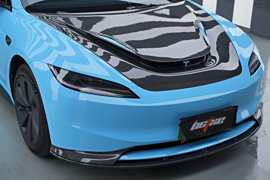 Tesla Model 3 Highland / Performance 2024-ON with Aftermarket Parts - Hood Bonnet Carbon Fiber from BCTXE Tuning