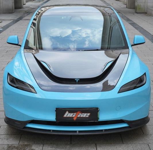 Tesla Model 3 Highland / Performance 2024-ON with Aftermarket Parts - Hood Bonnet Carbon Fiber from BCTXE Tuning