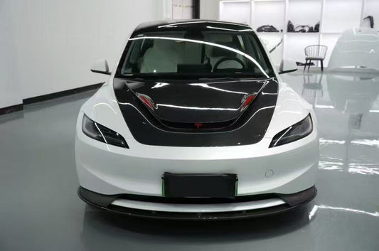 Tesla Model 3 Highland / Performance 2024-ON with Aftermarket Parts - Hood Bonnet Carbon Fiber from BCTXE Tuning