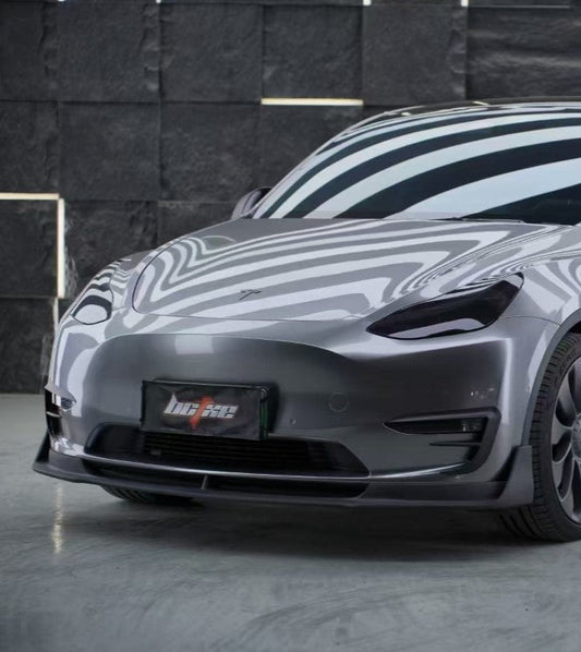 esla Model Y Performance AWD Long Range RWD Standard 2020 2021 2022 2023 2024 2025 with Aftermarket Parts - V1 Front Lip Carbon Fiber from BCTXE Tuning