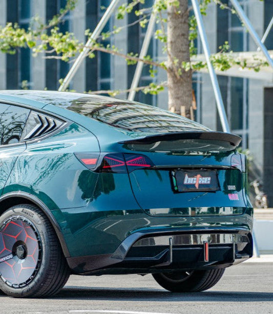 Tesla Model Y Performance AWD Long Range RWD Standard 2020 2021 2022 2023 2024 2025 with Aftermarket Parts - V1 Rear Lip Spoiler Pre-preg Carbon Fiber from BCTXE Tuning
