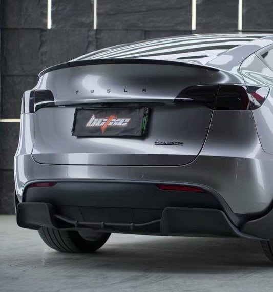Tesla Model Y Performance AWD Long Range RWD Standard 2020 2021 2022 2023 2024 2025 with Aftermarket Parts - V2 Rear Lip Spoiler Pre-preg Carbon Fiber from BCTXE Tuning