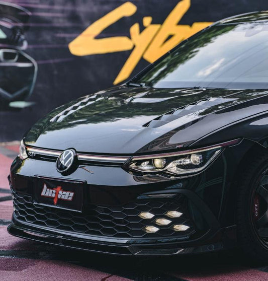 Volkswagen GTI & R-line MK8 2022-ON with Aftermarket Parts - V2 Style Pre-preg Carbon Fiber Front Lip from BCTXE Tuning