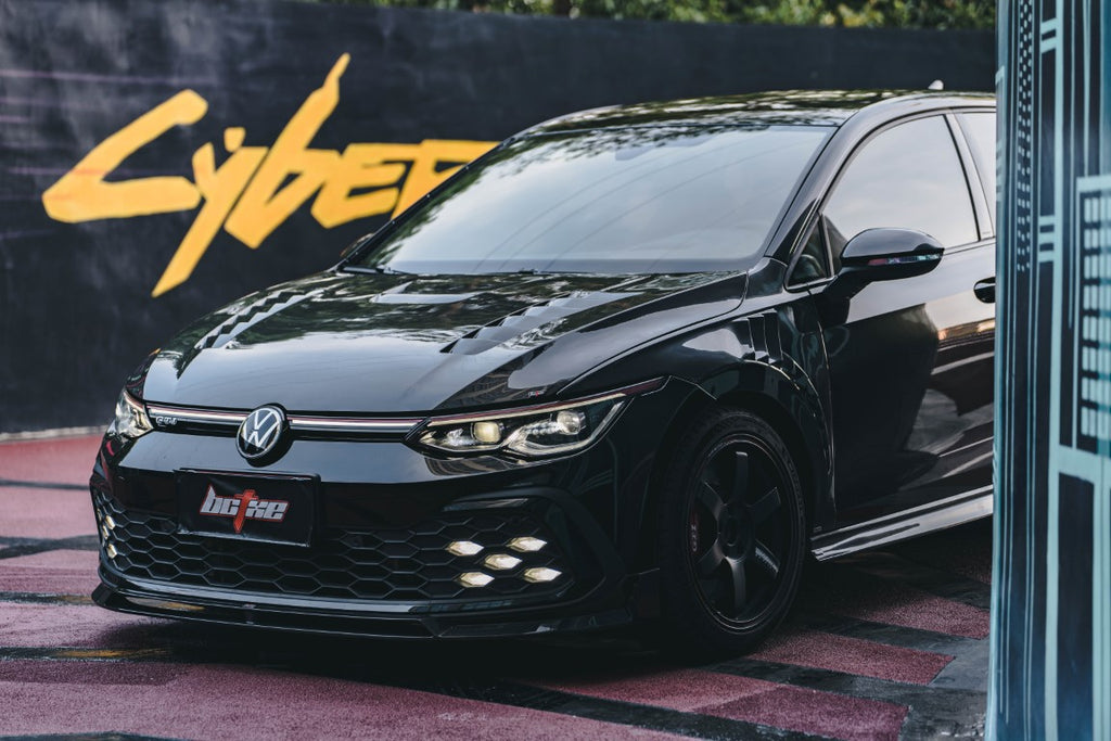 Volkswagen GTI & R-line MK8 2022-ON with Aftermarket Parts - V2 Style Pre-preg Carbon Fiber Front Lip from BCTXE Tuning