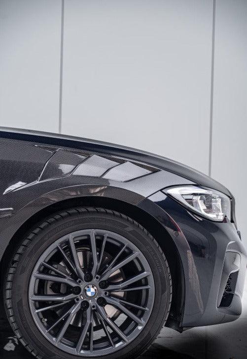 BMW 3 Series 330i M340i G20 G21 (Fits both Pre-LCI & LCI) 2019 2020 2021 2022 2023 2024 with Aftermarket Parts - AE Style Front Fenders Carbon Fiber from ArmorExtend