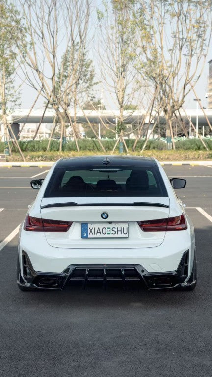 BMW 3 Series M340i 330i (With M-Package Bumper, does not fit base model) LCI G20 G21 2023-ON with Aftermarket Parts - AE V3 Style Rear Diffuser & Canards ABS from ArmorExtend