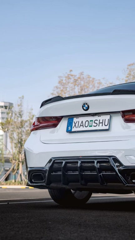 BMW 3 Series M340i 330i (With M-Package Bumper, does not fit base model) LCI G20 G21 2023-ON with Aftermarket Parts - AE V3 Style Rear Diffuser & Canards ABS from ArmorExtend