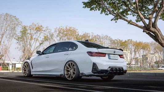 BMW 3 Series M340i 330i (With M-Package Bumper, does not fit base model) LCI G20 G21 2023-ON with Aftermarket Parts - AE V3 Style Rear Diffuser & Canards ABS from ArmorExtend