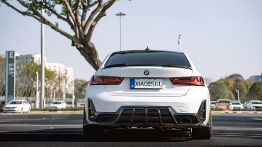 BMW 3 Series M340i 330i (With M-Package Bumper, does not fit base model) LCI G20 G21 2023-ON with Aftermarket Parts - AE V3 Style Rear Diffuser & Canards ABS from ArmorExtend