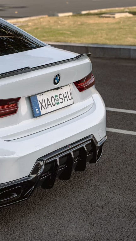 BMW 3 Series M340i 330i (With M-Package Bumper, does not fit base model) LCI G20 G21 2023-ON with Aftermarket Parts - AE V3 Style Rear Diffuser & Canards ABS from ArmorExtend