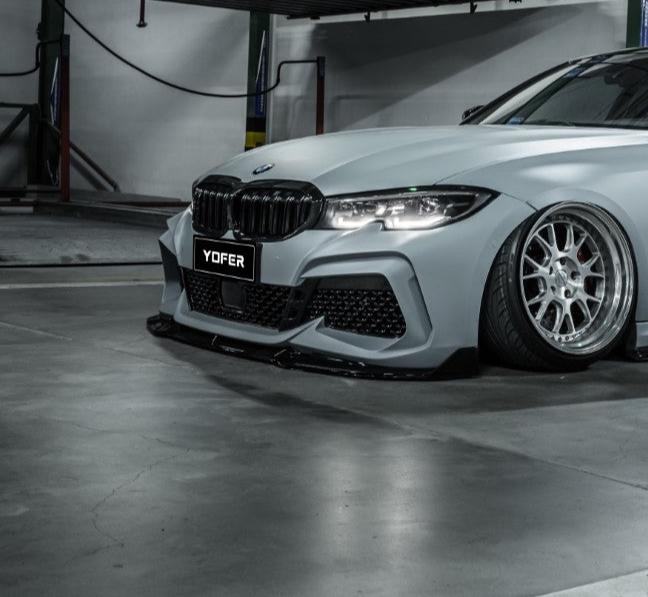 BMW 3 Series M340i 330i G20 G21 Pre-LCI 2019-2022 with Aftermarket Parts - PP Front Bumper & Lip from Yofer USA