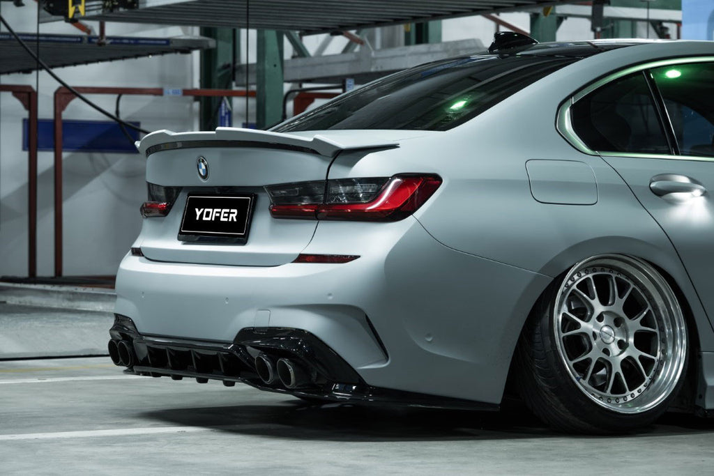 BMW 3 Series M340i 330i G20 G21 Pre-LCI 2019-2022 with Aftermarket Parts - V1 Style PP Rear Diffuser & Lower Splitters from Yofer USA