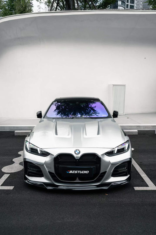 BMW 4 Series M440i 430i (With M-Package Bumper, does not fit base model) G22 G23 2020-ON with Aftermarket Parts - Plustic Series Front Lip ABS from ArmorExtend