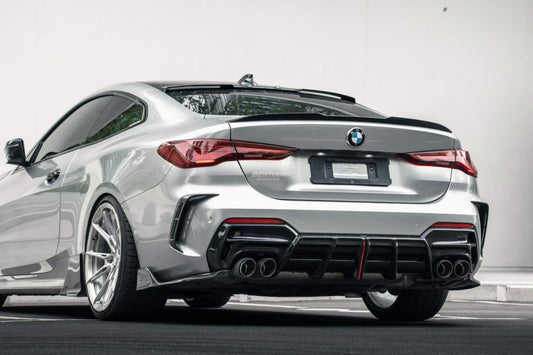 BMW 4 Series M440i 430i (With M-Package Bumper, does not fit base model) G22 G23 2020-ON with Aftermarket Parts - Plustic Series Rear Diffuser ABS from ArmorExtend