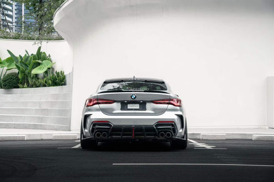 BMW 4 Series M440i 430i (With M-Package Bumper, does not fit base model) G22 G23 2020-ON with Aftermarket Parts - Plustic Series Rear Diffuser ABS from ArmorExtend