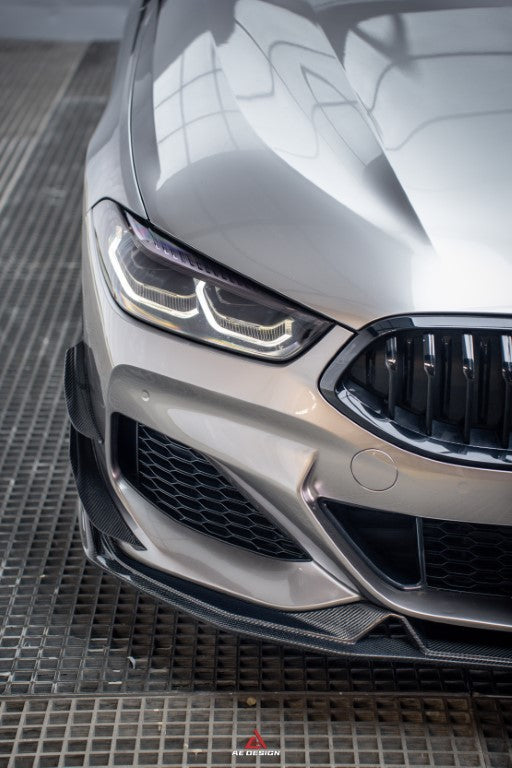 BMW 8 Series M850i 840i (With M-Package Bumper) G14 G15 G16 2018-ON with Aftermarket Parts - AE Style Carbon Fiber Front Canards from ArmorExtend