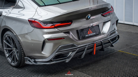 BMW 8 Series M850i 840i (With M-Package Bumper) G14 G15 G16 2018 2019 2020 2021 2022 2023 2024 with Aftermarket Parts - AE Rear Diffuser & Canards Carbon Fiber from ArmorExtend